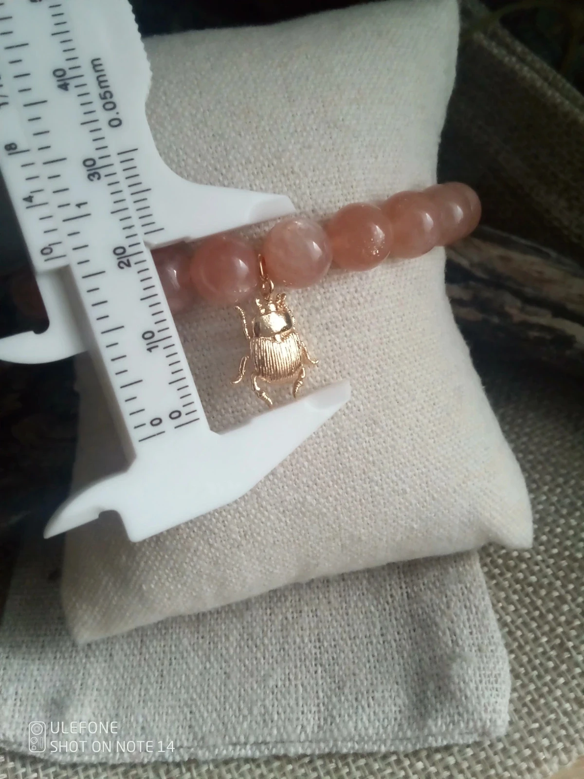 Bracelet scarabée pierres de lune orangées – photo 4